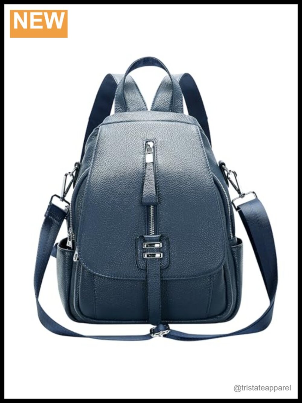 Genuine Leather Backpack Purse Buckle Flap Convertible Shoulder Bag